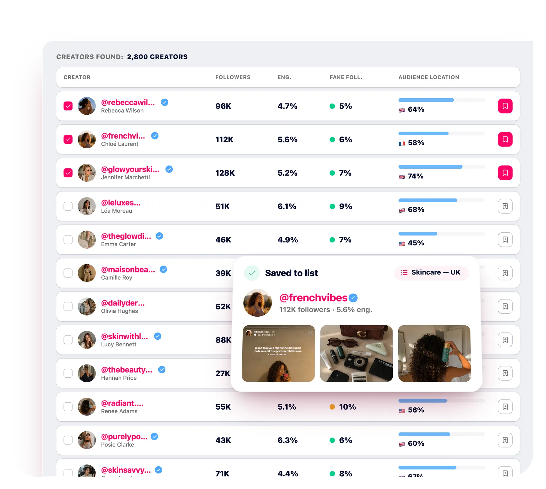 Find creators with AI search