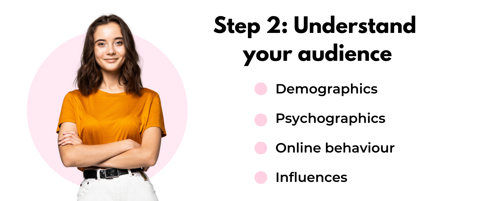 Step 2 understand your audience demographics and psychographics.