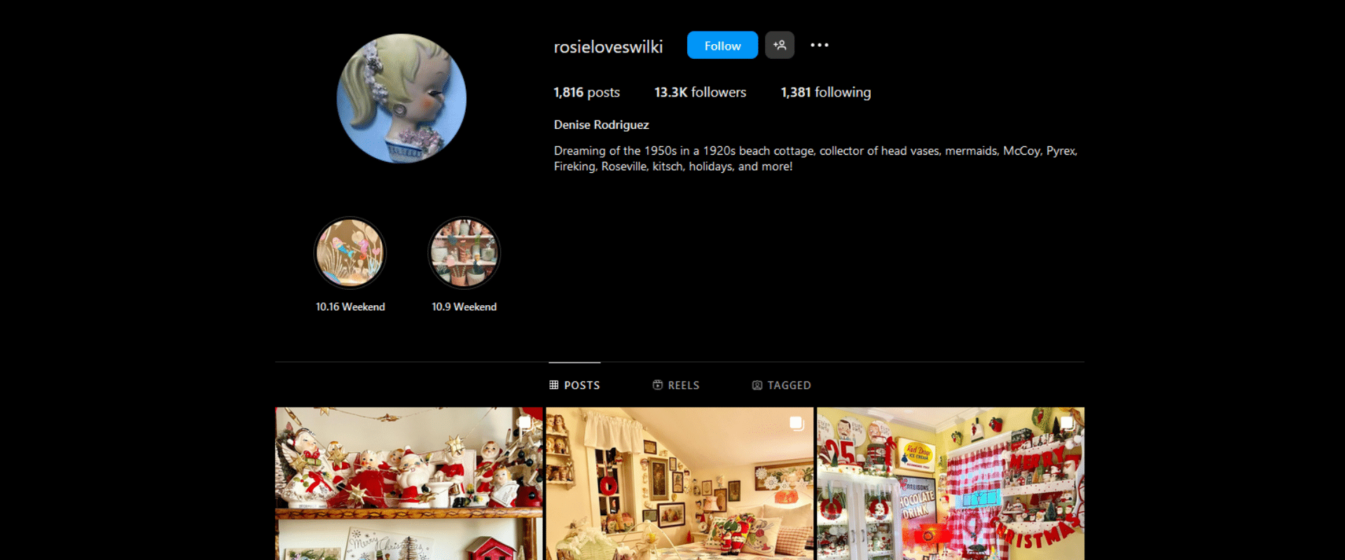 A screenshot of the instagram account of a christmas store.