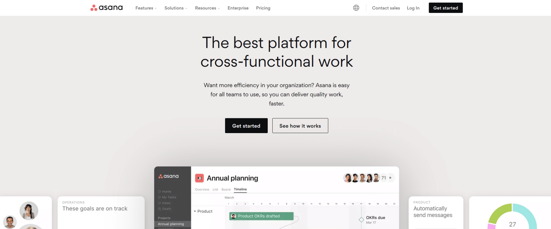 A website page showing a cross functional work platform.